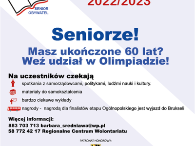 plakat IV Ogólnopolska Olimpiada Wiedzy Obywatelskiej „Senior Obywatel”