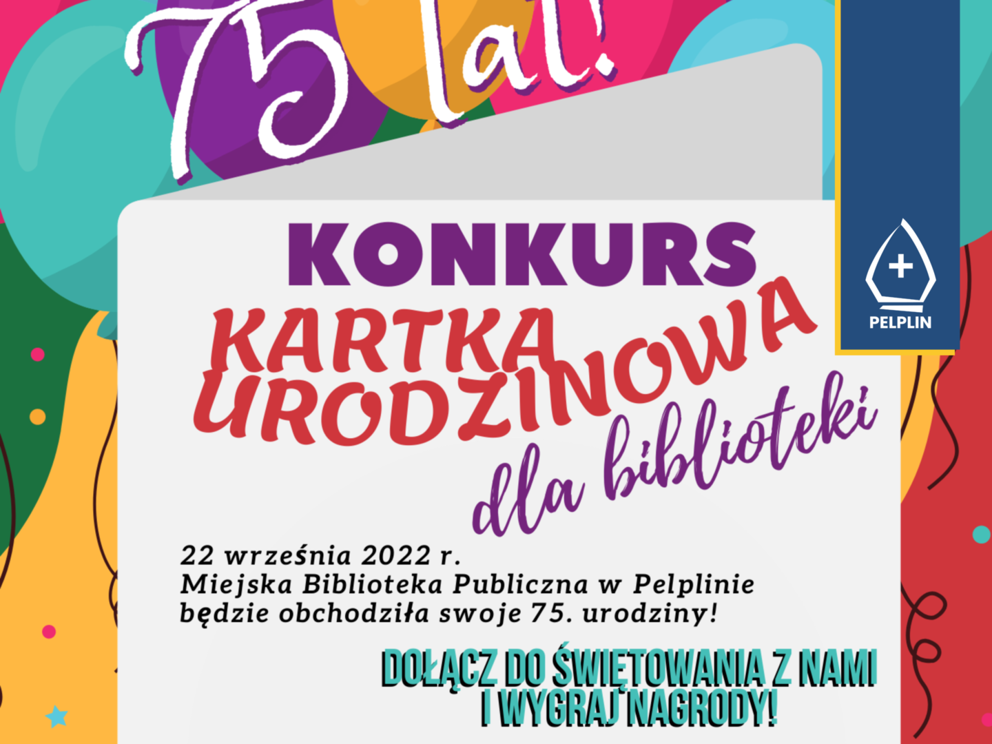 grafika tło „Kartka urodzinowa dla biblioteki”