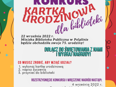 plakat „Kartka urodzinowa dla biblioteki”