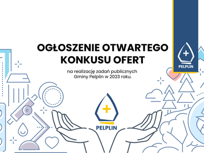 grafika otwarty konkurs ofert na realizację zadań publicznych Gminy Pelplin w 2023 roku.