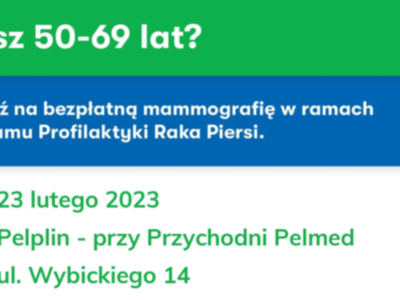 tło  badania mammograficzne 23 lutego 2023