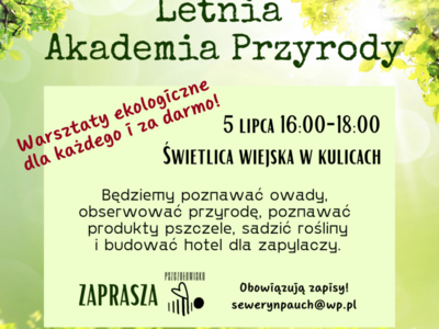 plakat  Letnia Akademia Przyrody Kulice