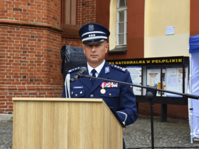 zdjęcie z obchodów Powiatowego Święta Policji w Pelplinie