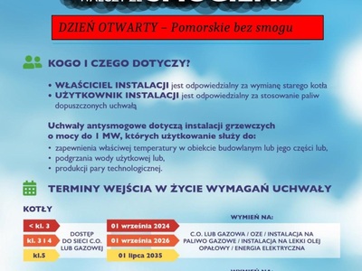 plakat Dzień Otwarty – Pomorskie bez smogu
