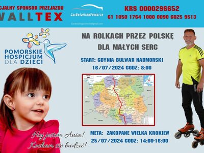 plakat Akcja charytatywna. Na rolkach przez Polskę dla małych serc