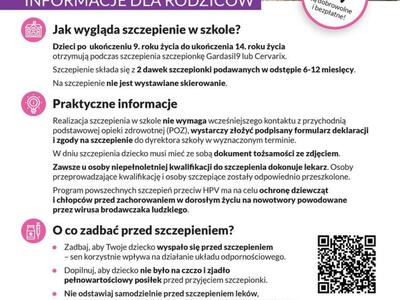 plakat szczepienia przeciw HPV w szkołach