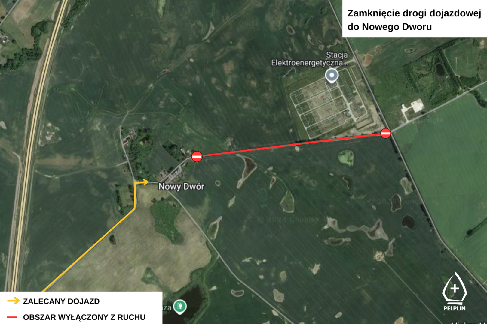 Zamknięcie drogi dojazdowej do Nowego Dworu