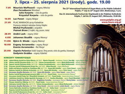 plakat Festiwal Organowy Pelplin 2021