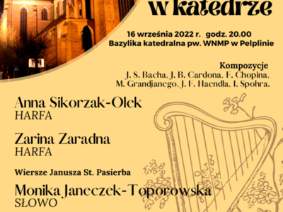 plakat tło koncert harfy w pelplińskiej katedrze