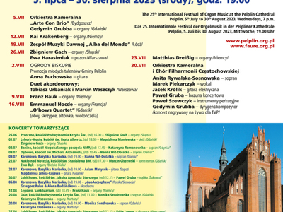 plakat Festiwal Muzyki Organowej Pelplin 2023