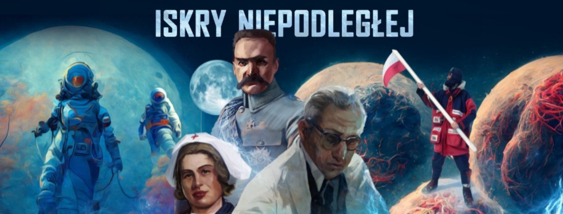 grafika tło widowisko multimedialne "Iskry Niepodległej