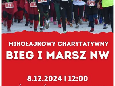 plakat Mikołajkowy Charytatywny Bieg i Marsz NW 2024
