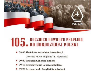 plakat 105. rocznica powrotu Pelplina do odrodzonej Polski