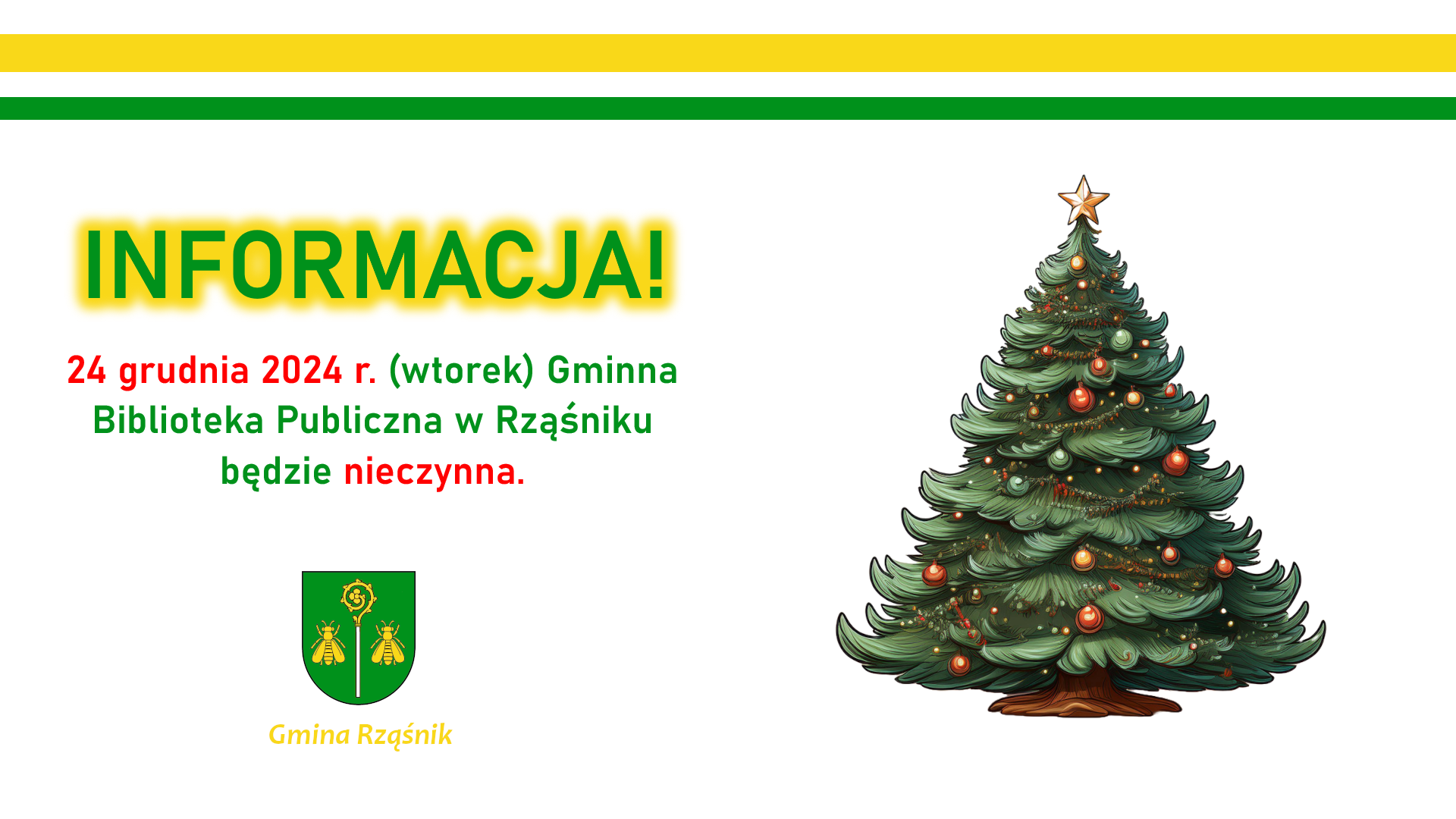 Informacja zmiana godzin