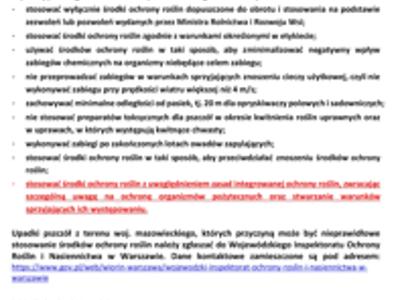 Komunikat dot. ochrony pszczół
