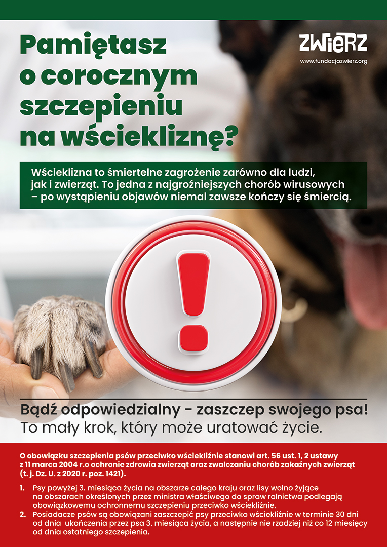 Pamiętaj o corocznym szczepieniu psów na wściekliznę!