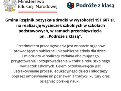 „Podróże z klasą” - Gmina otrzymała dotację!