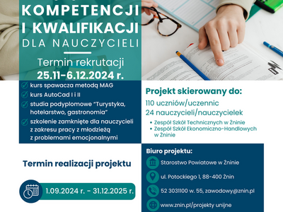 Plakat informujący o rekrutacji na kursy dla nauczycieli