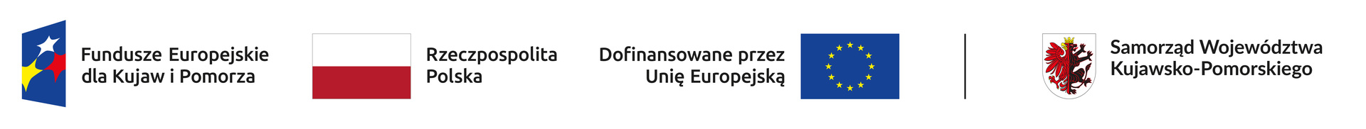 Logotyp Funduszy Europejskich, Flaga Polski, Flaga Unii Europejskiej, Logotyp Województwa Kujawsko-Pomorskiego