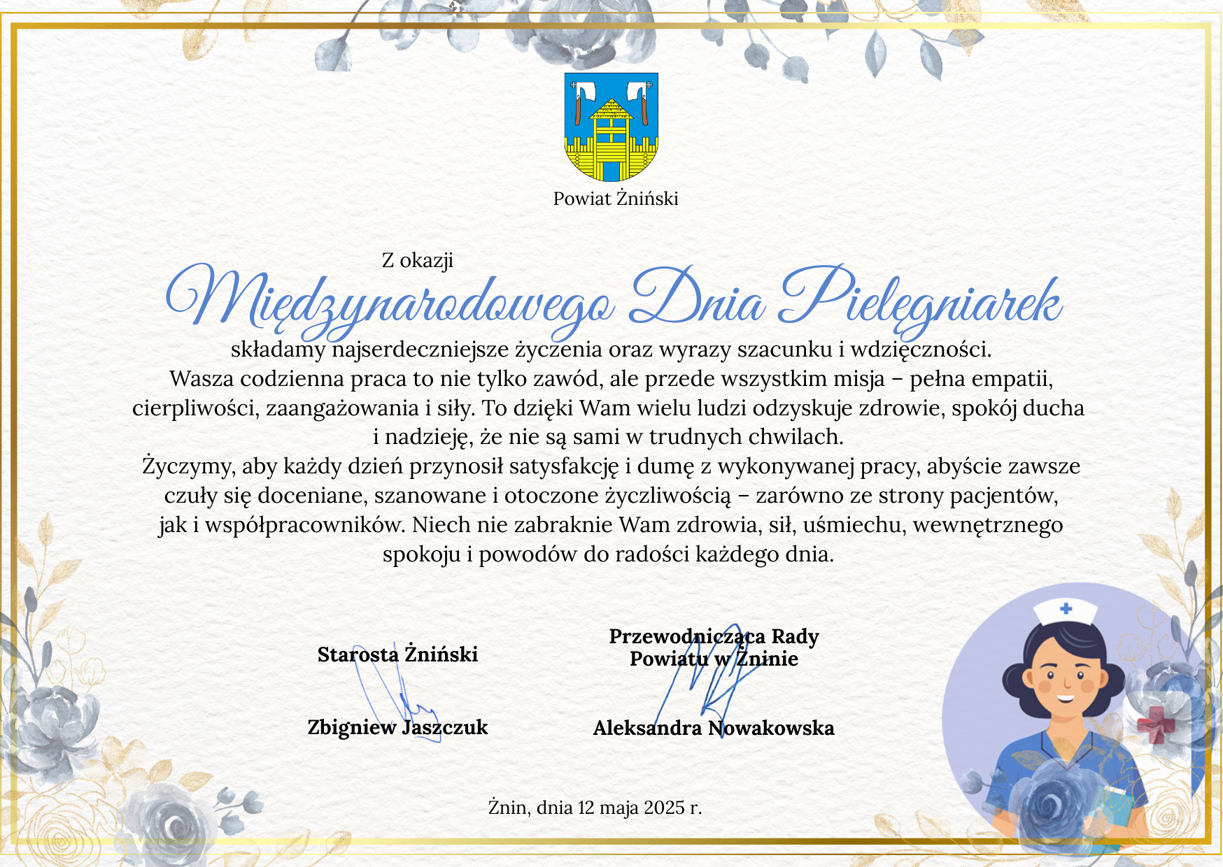 Na zdjęciu list okolicznościowy.