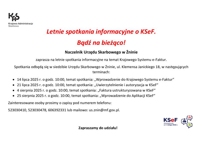 Informacja Naczelnika Urzędu Skarbowego w Żninie