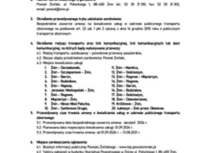 Ogłoszenie o zamiarze bezpośredniego zawarcia umowy na świadczenie usług w zakresie publicznego transportu zbiorowego 2025