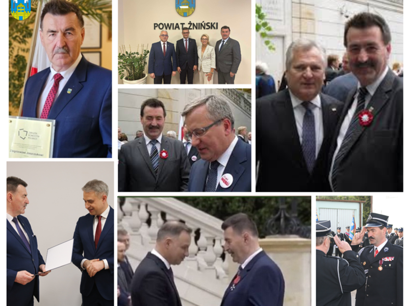 kolaż zdjęć Starosty Żninskiego