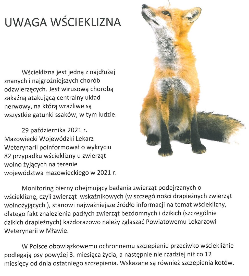 Informacja o wściekliźnie