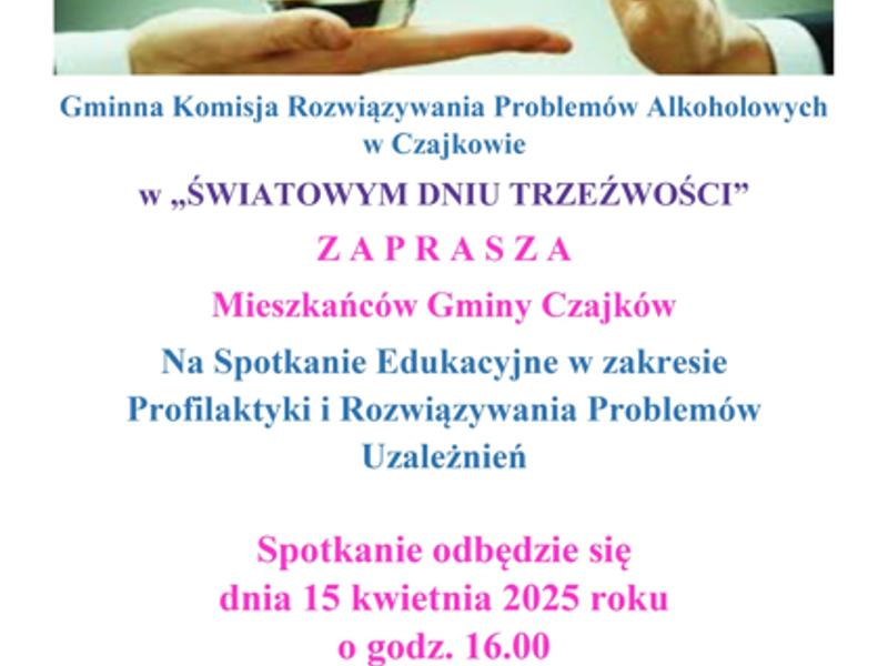Zaproszenie na spotkanie edukacyjne w zakresie Profilaktyki i Rozwiązywania Problemów Uzależnień