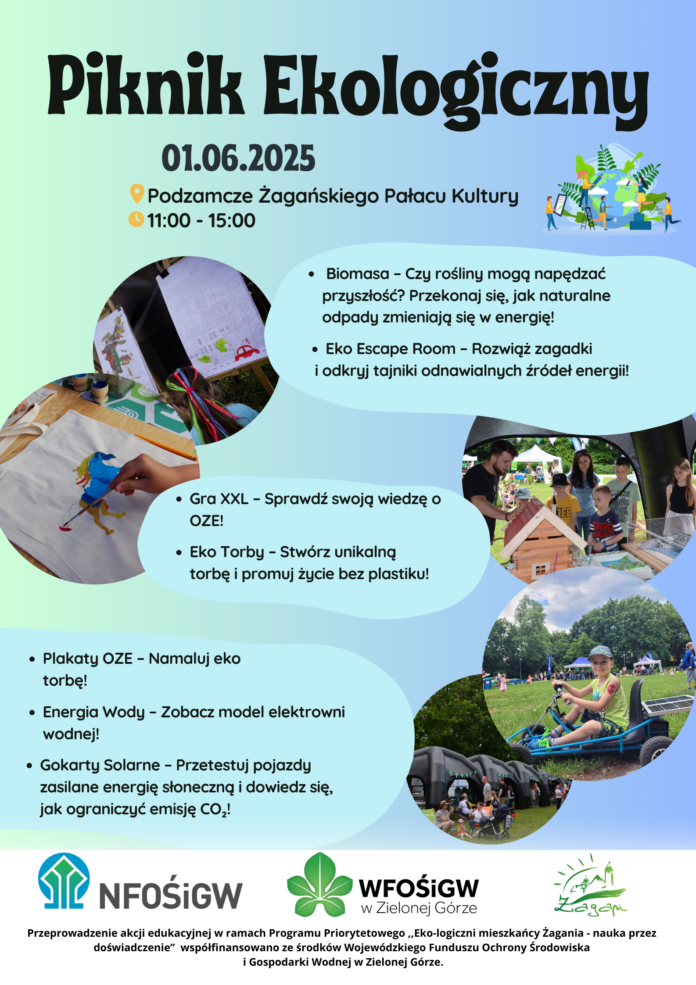 Plakat pikniku ekologicznego w dzien dziecka
