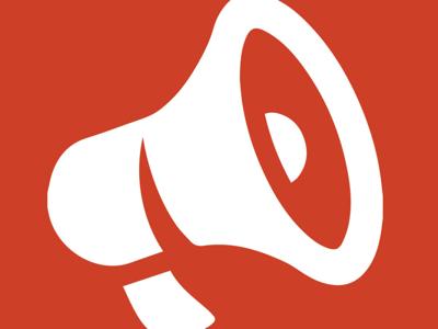 Biały megafon na czerwonym tle dla ważnych komunikatów
