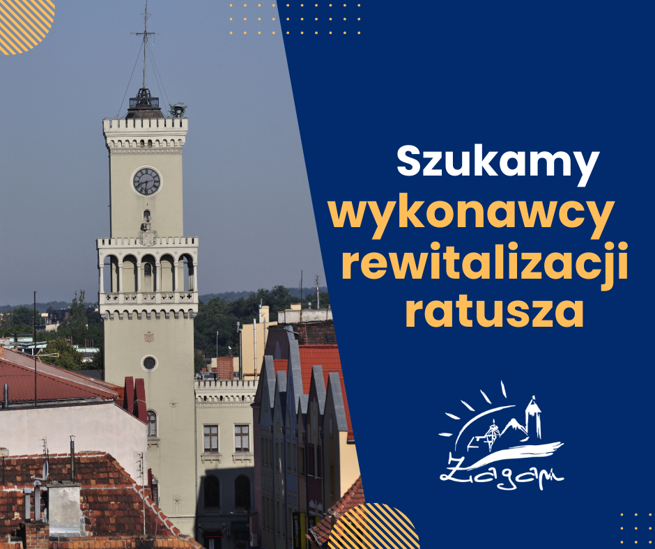 Zdjęcie przedstawia ogłoszenie o poszukiwaniu wykonawcy na realizacje rewitalizacji ratusza