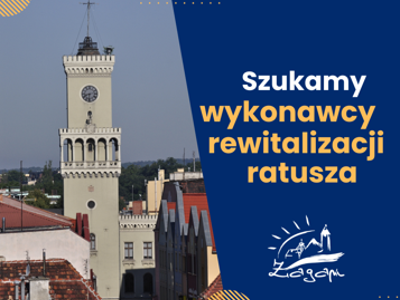 Zdjęcie przedstawia ogłoszenie o poszukiwaniu wykonawcy na realizacje rewitalizacji ratusza