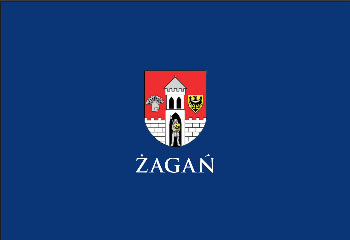 Herb zagania na niebieskim tle 