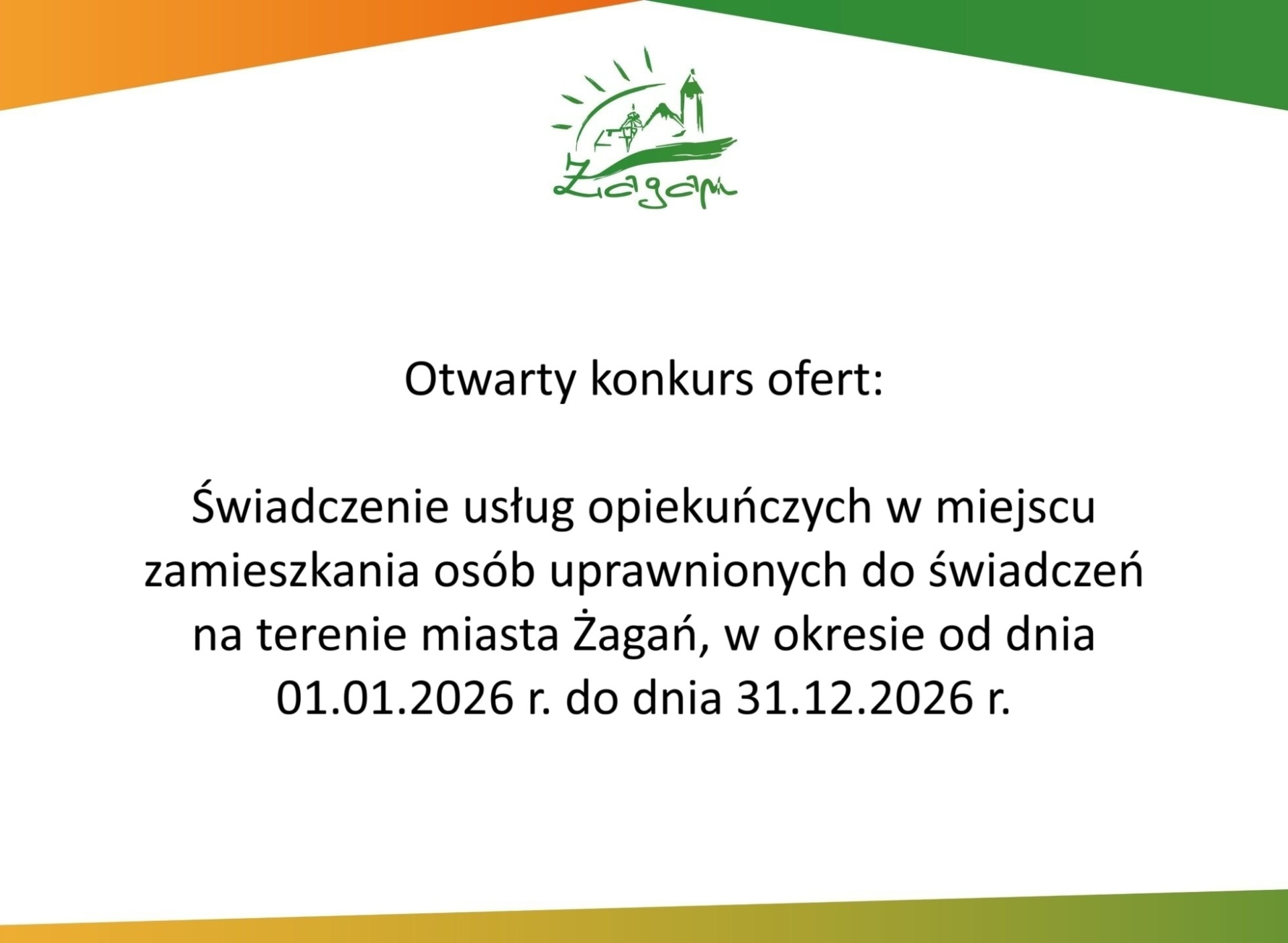 Otwarty konkurs ofert na świadczenie usług opiekuńczych