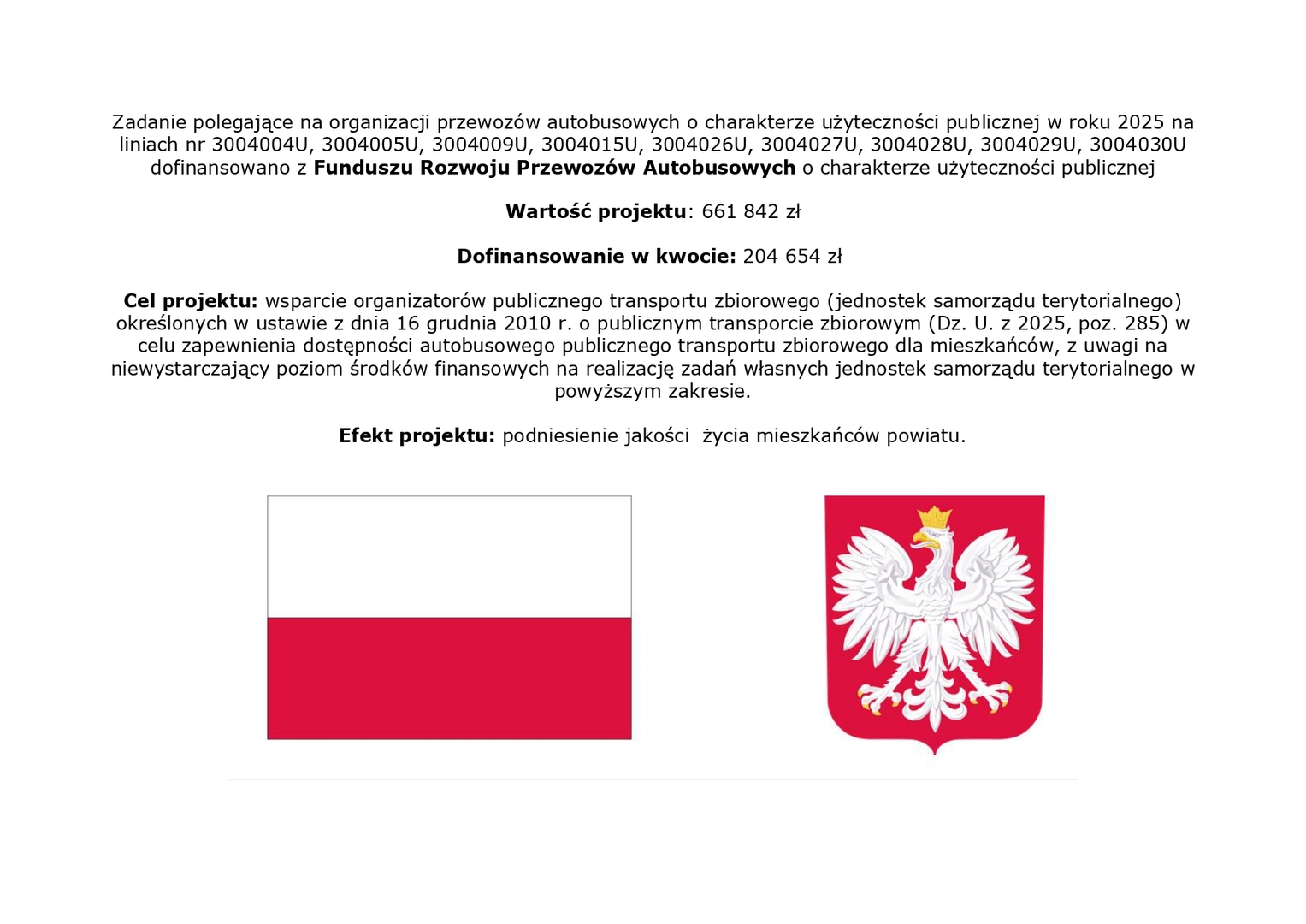 Plakat informujący o dofinansowaniu