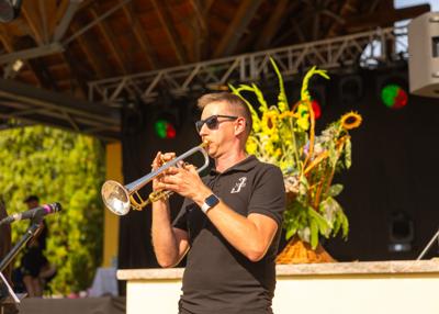 Na zdjęciu występujący muzyk z zespołu New Jazz Band