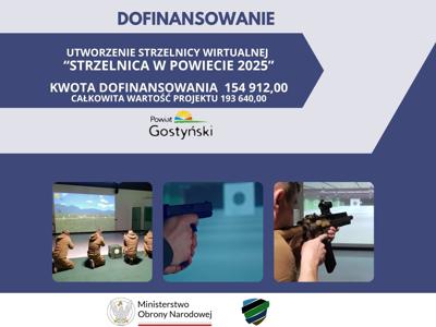 Grafika informująca o dofinansowaniu z MON "Strzelnica w powiecie 2025"