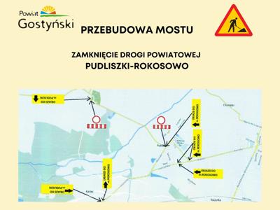 Mapka przedstawiająca zamknięcie drogi