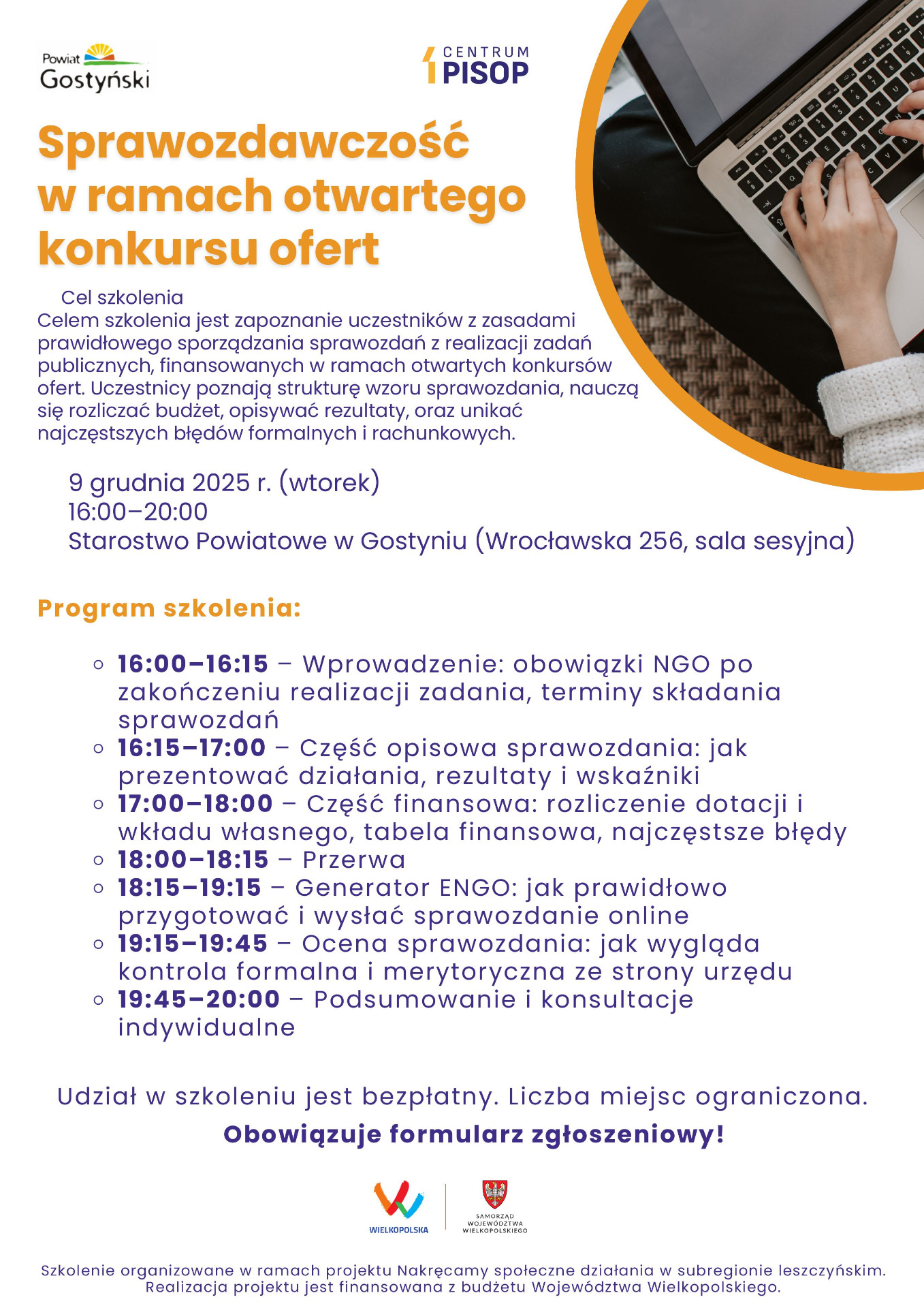 Zdjęcie przedstawia plakat o szkoleniu