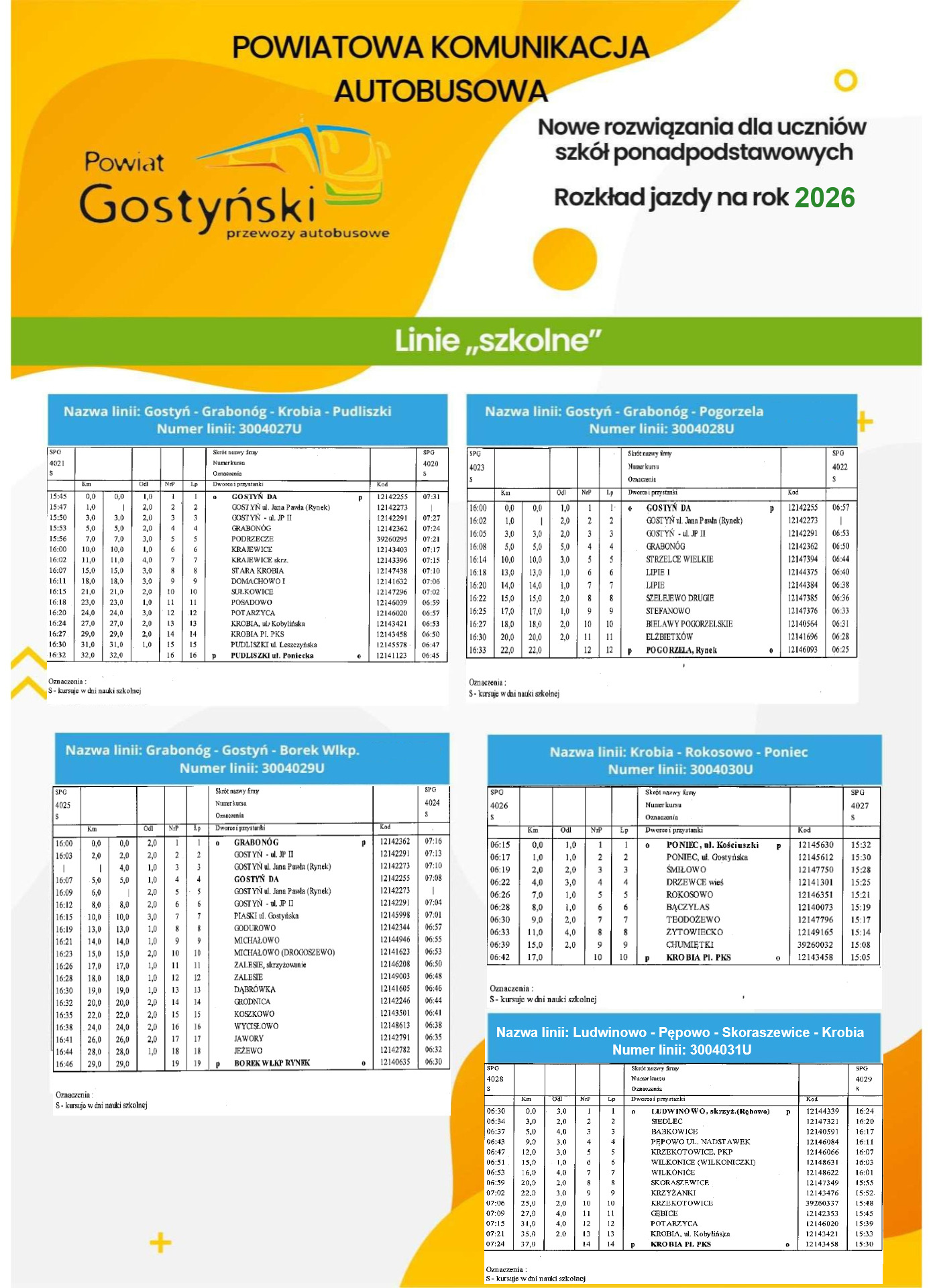 Zdjęcie przedstawia linie szkolne 2026.