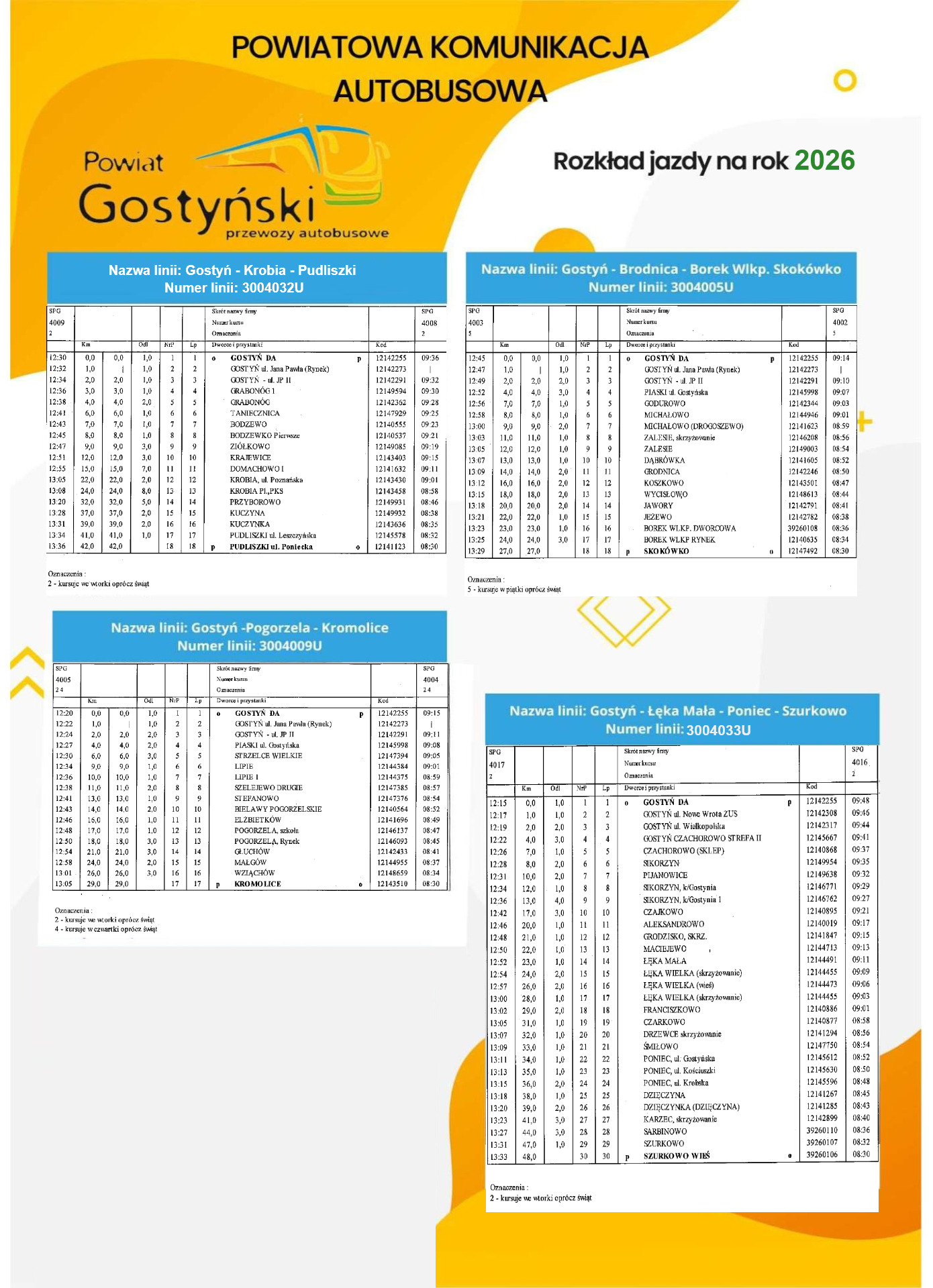 Zdjęcie przedstawia rozkład jazdy 2026.