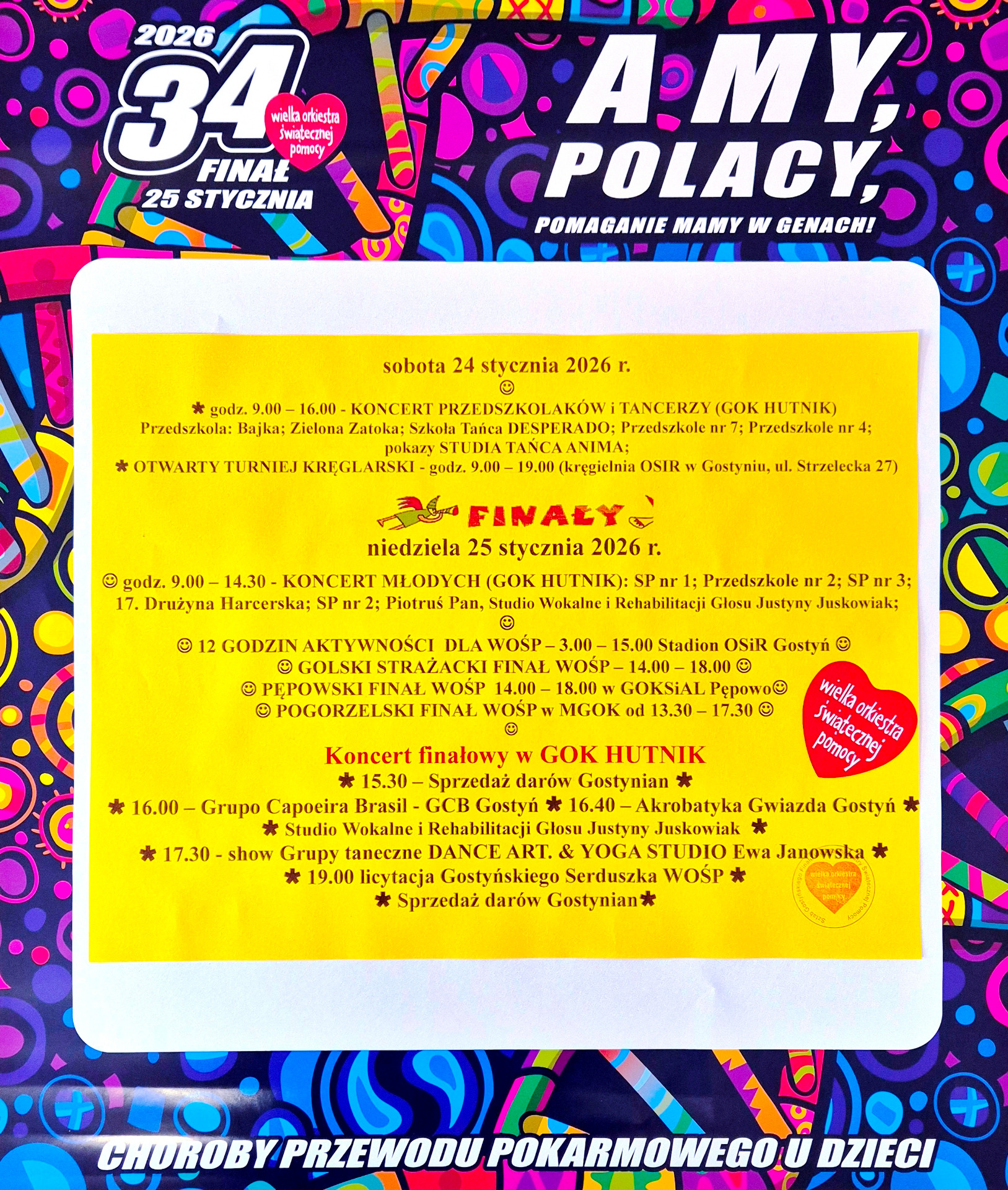 Zdjęcie przedstawia plakat WOŚP