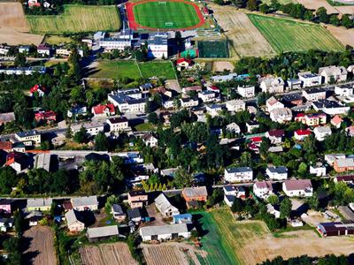 Gmina Warlubie z "lotu ptaka" - widok na Warlubie stadion