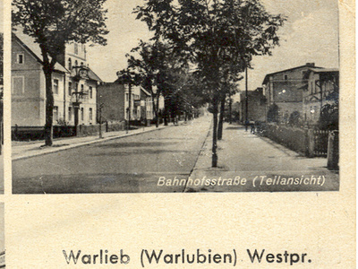 Historia Gminy Warlubie - stara pocztówka ulica Dworcowa
