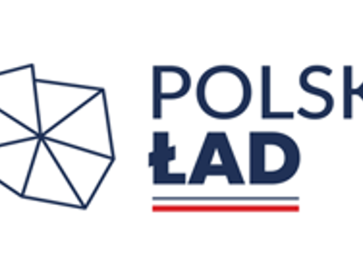 Logotyp Polski Ład, granatowy napis Polski Ład