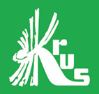 logotyp KRUS, biały napis KRUS na zielonym tle