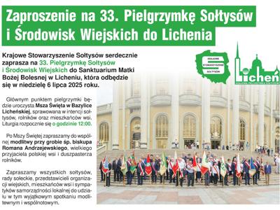 Tekst plakatu w opisie posta, na zdjęciu jest widoczna bazylika w Licheniu oraz osoby stojące ze sztandarem