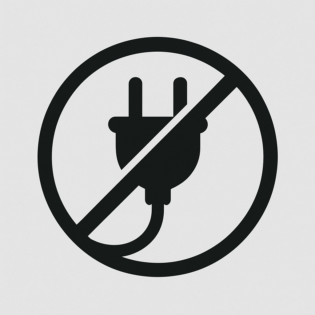 zdjęcie przedstawia przekreśloną wtyczkę elektryczną