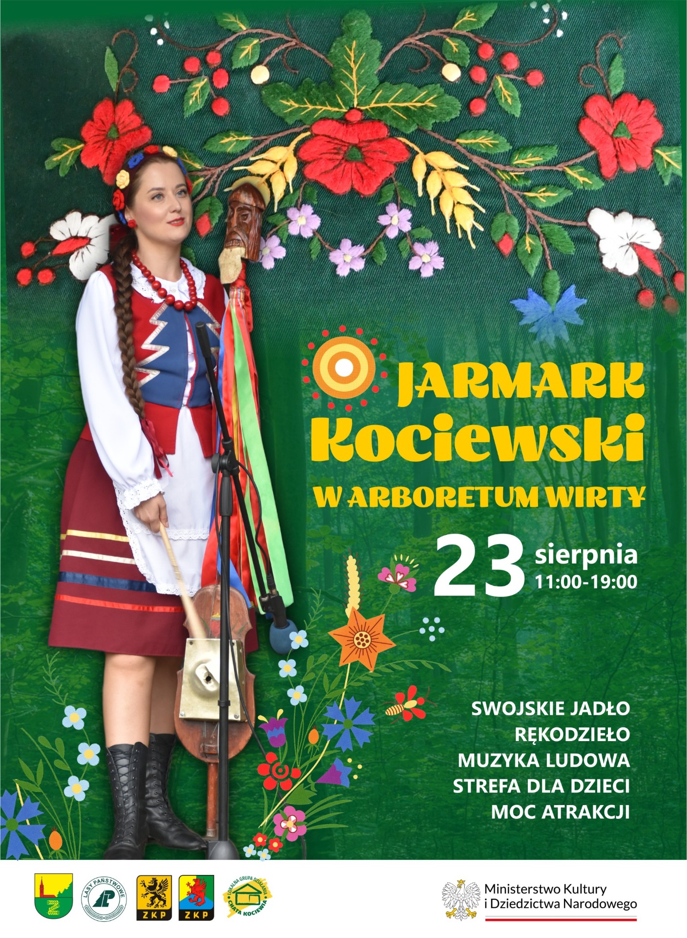 Plakat wydarzenia przedstawia kobietę w stroju ludowym, logotypy sponsorów i opis wydarzenia, który jest również w artykule